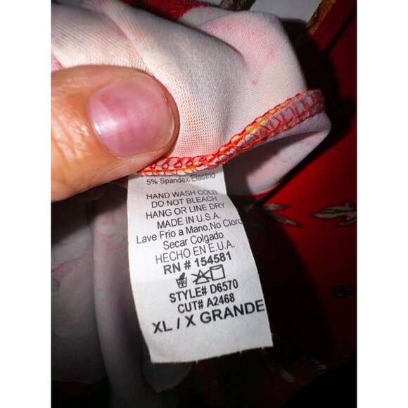 Red Floral Fashion Nova Bodycon Sexy Dress Size XL Pinup Cocktail Flamenco Dance - Picture 8 of 8